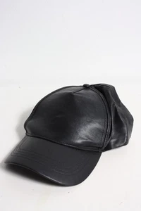 River Island Faux Leather Baseball Cap Hat - Black - (B109) - Picture 1 of 3