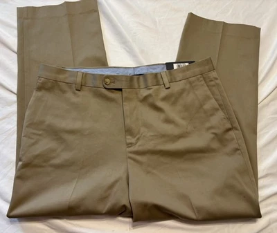 Pantalones Kirkland Signature para hombre sin planchar frente plano caqui 38x29 ajuste clásico nuevos con etiquetas Foto 1 de 3