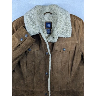Vintage Gap Suede Sherpa Lined Front Snap Mid Length Coat Penny Lane Boho (Read) - Image 1 of 4