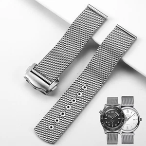 Correa de reloj de repuesto de acero macizo de 20 mm con correa de malla milanesa para Omega 007 - Imagen 1 de 13