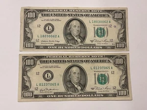 (2) 1981 $100 One Hundred Dollar Bill Currency Note Benjamin Franklin DECENT! - Picture 1 of 10