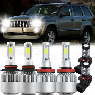 Faros LED + faros antiniebla blancos para Jeep Grand Cherokee 2005 2006-2010 Foto 1 de 4