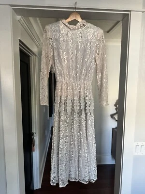 Vintage Antique Handmade Victorian Romantic Lace /crochet Gray Gown Dress - Image 1 of 4