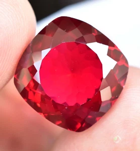 Natural Blood Red Mozambique Ruby 24.65 Ct Excellent Cushion Certified Gemstone - Picture 1 of 5