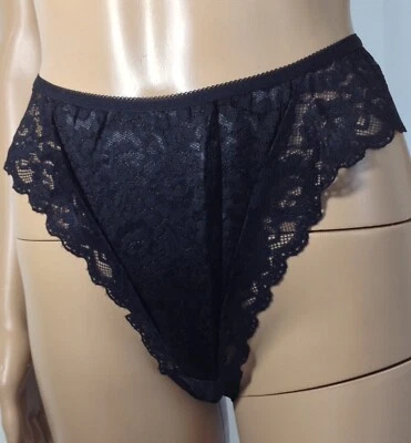 Damen String „Royal“ aus Spitze, Vorderteil farbig unterlegt, schwarz 44/46 - Bild 1 von 4