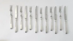 Elegant 6 Place Setting Ger 800 Silver Nouveau/Deco Pattern Fruit Knives & Forks - Picture 1 of 5
