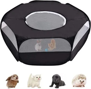 MAIUS Small Animal Playpen, Pet Cage with Top Cover Anti Escape, New Black - Picture 1 of 8