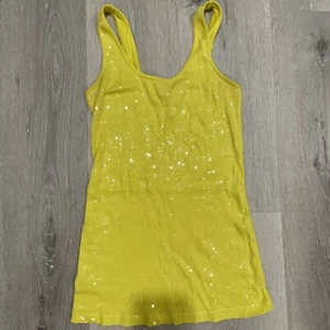 Express Sequin Lemon Yellow Tank Top Sz S - Picture 1 of 3