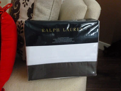 Funda nórdica Ralph Lauren LANGDON 624 satén blanco-metro gris REINA/COMPLETA nueva $500 Foto 1 de 4