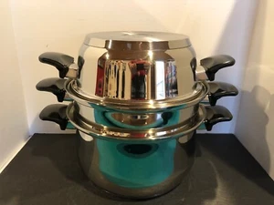 4 Piece CookWorld Audiotherm Series 8Qt Quart Stainless Steel Pot 4Qt Steamer - Picture 1 of 8