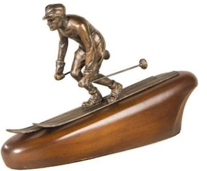Sculpture MOUNTAIN Lodge Down Hill Skier Winter Olympian Skiing Resin Hand-Cast - Picture 1 of 1