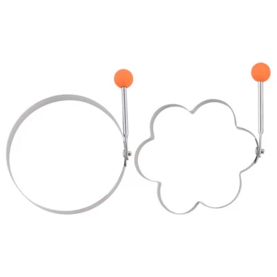 2PCS Circular And Flower Shaped Egg Ring Non-sticky Egg Ring Fried Egg Ring Mold - Imagem 1 de 4