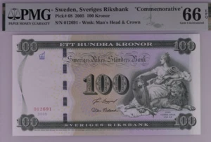 2005 Sweden 100 Kronor P68 COMM BANKNOTE UNC PMG 66 - Picture 1 of 2