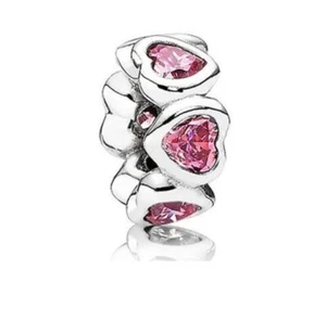 Pandora In My Heart Spacer Charm S925ALE Pink Zirconia Genuine NEW 791252CZS - Picture 1 of 5