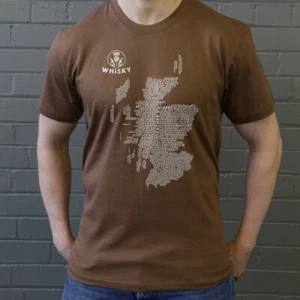 Scottish Whisky Typography Map T-Shirt - Picture 1 of 65