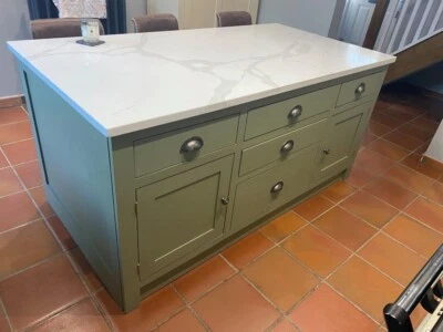 Cotswold Farrow and Ball Painted Solid Kitchen Island  (Bespoke Made to Measure) - Image 1 of 4