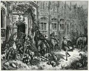 Sleeping Beauty and The Prince, Gustave Dore 1892 vintage B&W art print - Picture 1 of 4