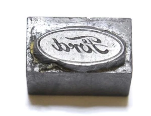 VINTAGE FORD AUTOMOBILE ADVERTISING PRINTING BLOCK SOLID LEAD - Picture 1 of 4