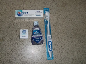 Crest Gum Detoxify Clean .85 OZ /Mouthwash .22 Fl OZ/Glide 4.53MM & Oral-B Kit - Picture 1 of 1