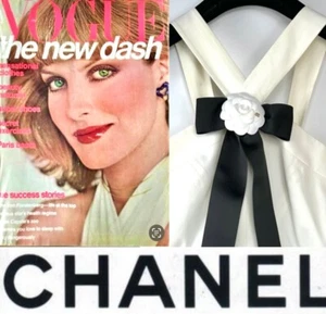 Chanel Vintage 1998 White Midi Scuba Halter Dress 38 40 42 6 8 10 Logo Bow M L - Picture 1 of 23