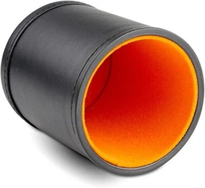 Taza de dados de cuero con forro de fieltro naranja - Imagen 1 de 3