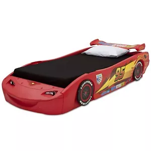 Cars Lightning Mcqueen Childrens Bed Kids Furniture Twin Size Race Car Low Safe - Picture 1 of 3