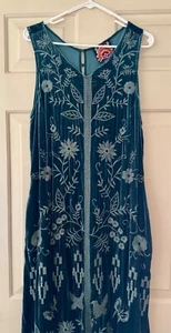 Neu mit Etikett $ 398 Johnny Was SMALL Georgina Maxikleid Samt bestickt - Bild 1 von 5