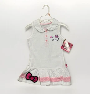 Vestido Hello Kitty by Sanrio Niñas 2T 24 Meses Blanco Rosa Lazo Tenis Falda - Imagen 1 de 2