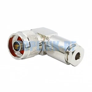 1x N Male Plug Right Angle Clamp RF Connector for LMR195 RG58 RG142 RG400 Cable - Picture 1 of 5