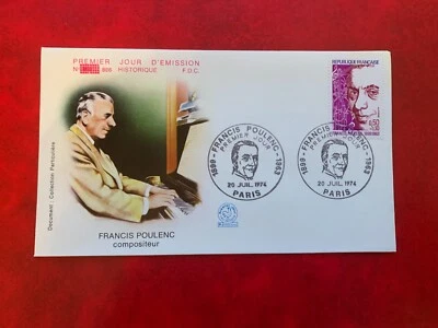 FRANCE 1974 FDC 886 FRANCIS POULENC COMPOSER PIANO - Image 1 of 2