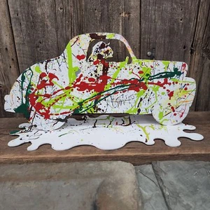 Handmade Metal Splatter Painted Rat Rod Hotrod Car Sculpture Steel Folk Art - Picture 1 of 8