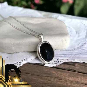 Maravilloso Ónice Negro Gema 925 Plata de Ley Hecho a Mano Colgante S-38 - Imagen 1 de 5