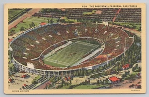 Rose Bowl Football Stadium Pasadena California CA Vintage 1930er Leinen Postkarte - Bild 1 von 2