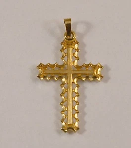 Elegante Collar Cruz Crucifijo Religioso Oro Amarillo 14k Dije - Imagen 1 de 2