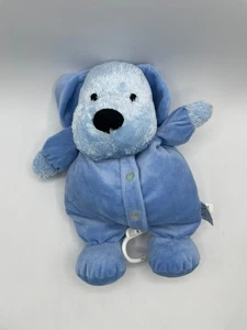 Carters Child of Mine Musical Blue Puppy Dog Plush Pull Toy Baby 12" Green Bow - Picture 1 of 12