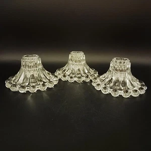 Vintage 50's Anchor Hocking Berwick Boopie Clear Glass Candle Holders Set Of 3 - Picture 1 of 9