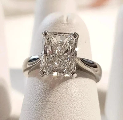 5.00CT Radiant Cut Lab Created Solitaire Engagement Ring 14K White Gold Plated - Image 1 of 4