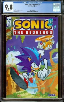 刺猬索尼克 #1 保护套 A CGC 9.8 白色 IDW 2018 - 世嘉 Genesis — 第 1/2 张图片