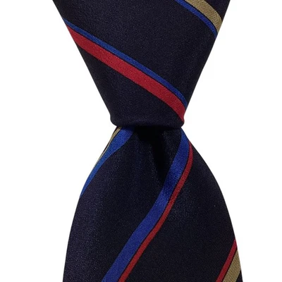 GRIFONI 男式丝绸紧身领带意大利设计师条纹蓝色/红色/薄色二手状况完好罕见 — 第 1/3 张图片