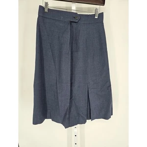 Vintage Womens Sz 16 Midi Length A Line Wool Skirt Military Uniform Blue - Picture 1 of 4