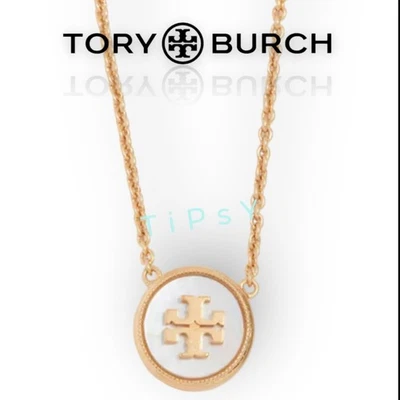 Hermoso Collar Colgante Tory Burch Kira Madreperla &amp; Oro Foto 1 de 4