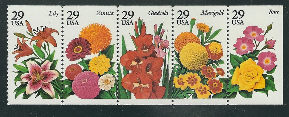 Scott #2829/33...29 Cent...Flowers...Booklet Pane of 5 - Image 1 of 1