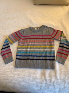 Gap Kids Striped Crewneck Sweater Size L Navy Blue White Classic Cozy Pullover - Picture 1 of 3