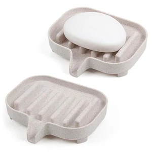 Self Draining Plastic Soap Dish for Shower 2-Pack Bar Soap Holder with Drain ... - Picture 1 of 6