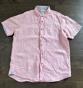 Report Collection HERITAGE Linen Button Up Short Sleeve Shirt Size XL Pale Pink - Picture 1 of 10