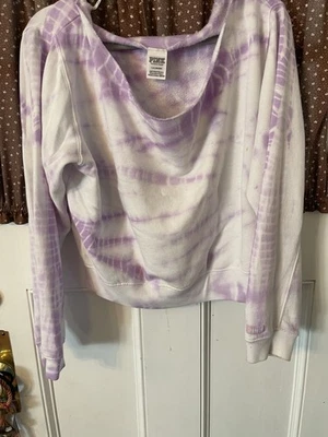 Victoria’s Secret Sudadera Dos Piezas Color Tie-Dye, Púrpura/Blanco Talla Grande Foto 1 de 4