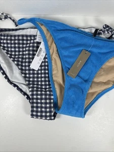 2 J CREW Bikini Bottoms NEW With Tags Womens Swim Size XXL Checkered Blue - Picture 1 of 14