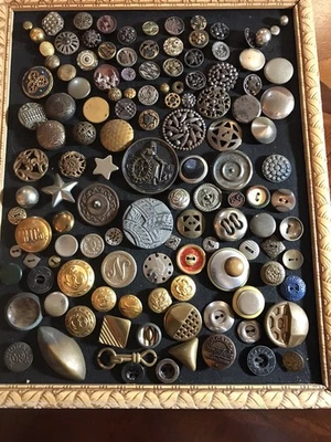 Botones antiguos vintage - variedad grande - todo metal - azul marino, ferrocarril, policía, paisaje! Foto 1 de 4