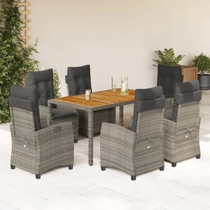 Patio Dining Set with Cushions Outdoor Garden Furniture Gray Poly Rattan vidaXL - Picture 1 of 45