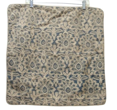 Pottery Barn Floral Needlepoint Pillow Cover Cotton-Linen 22x22 Blue Tan Cottage - Image 1 of 4